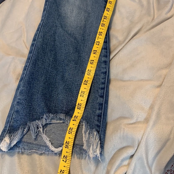Risen distressed chewed hem ankle jeans straight crop size 1/25 med dark wash - Picture 8 of 8
